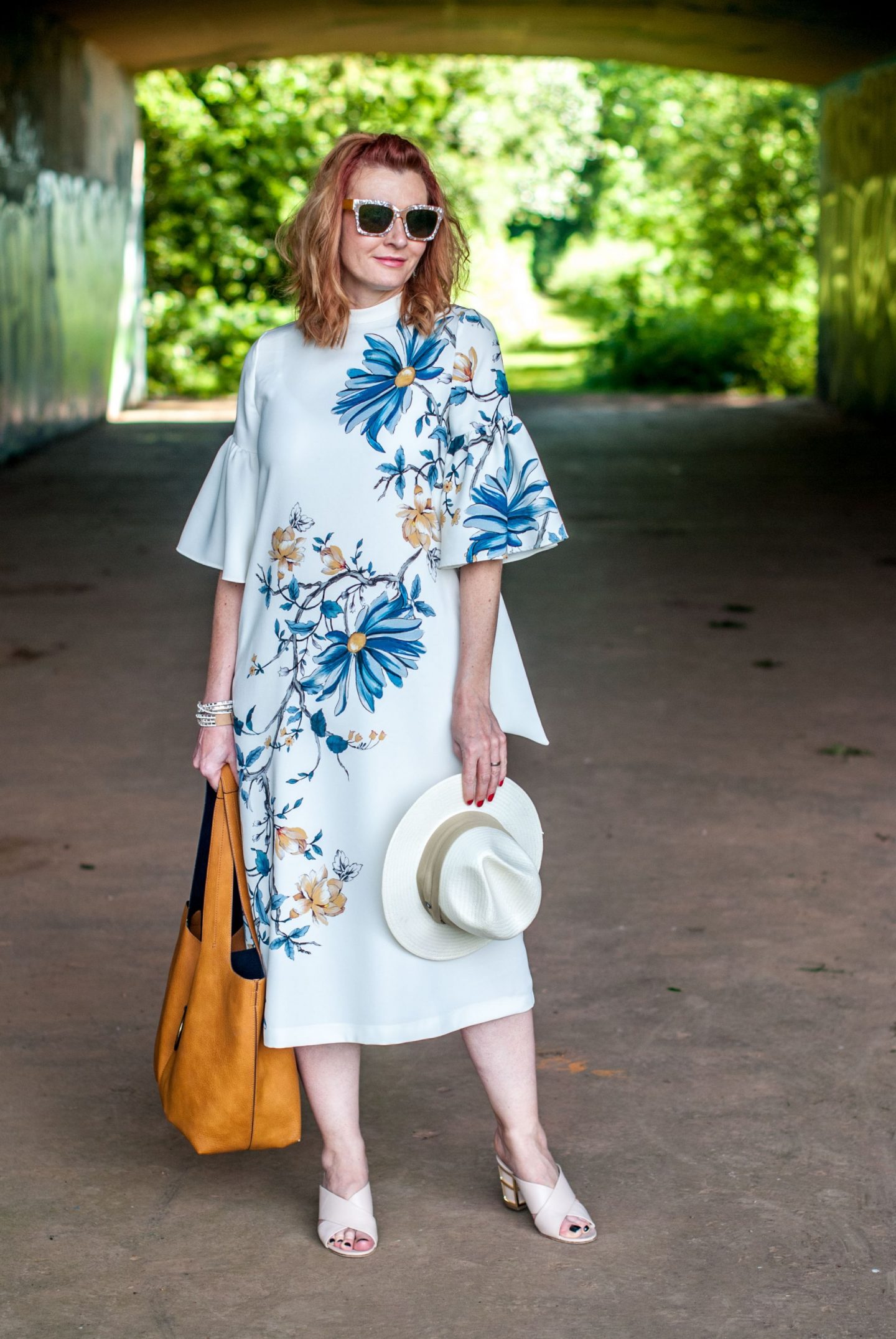 My All Time Favourite Summer Outfits: Deep V back midi dress with flared sleeves | Not Dressed As Lamb