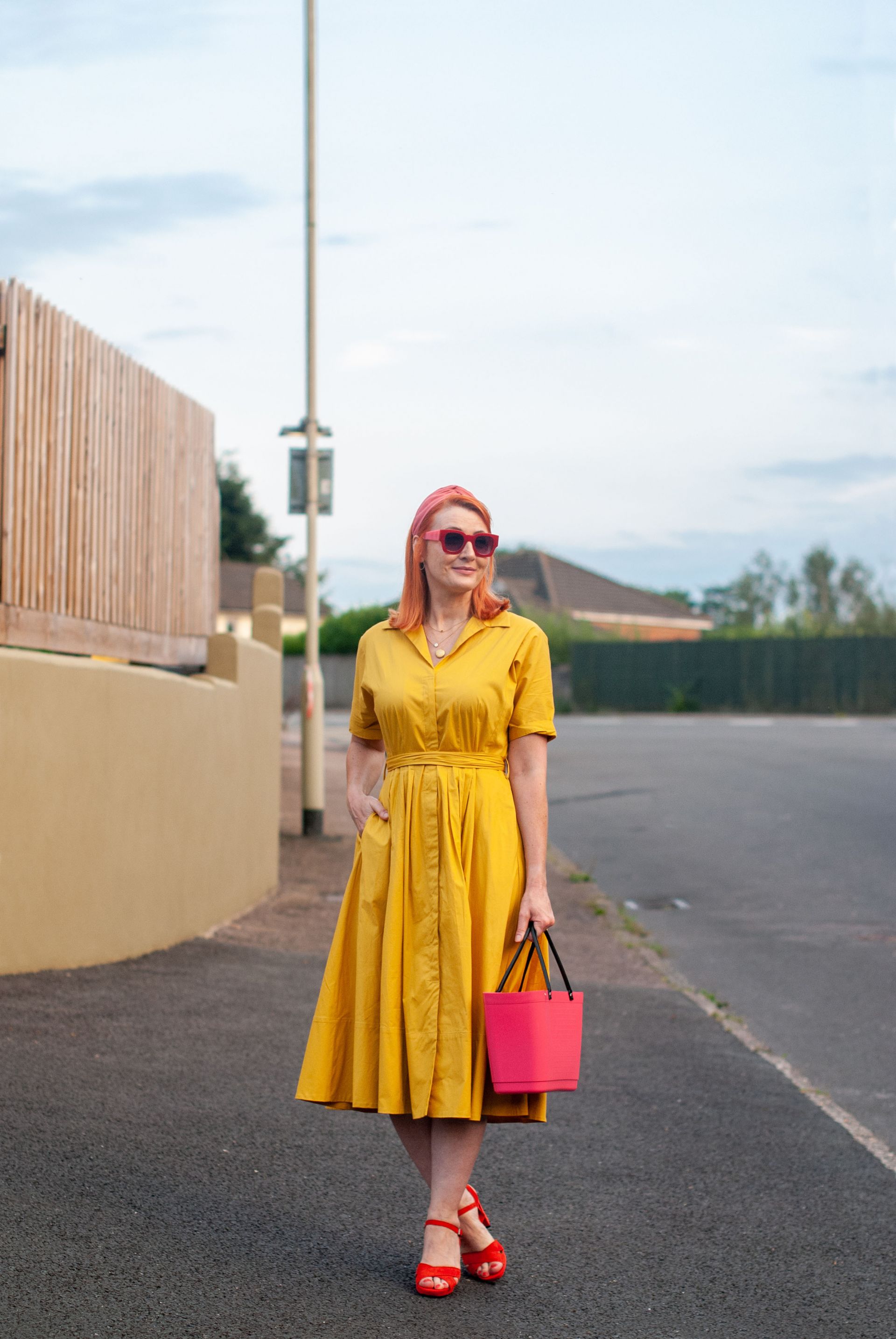 Classic Yellow Summer Dress Styled With Red and Pink