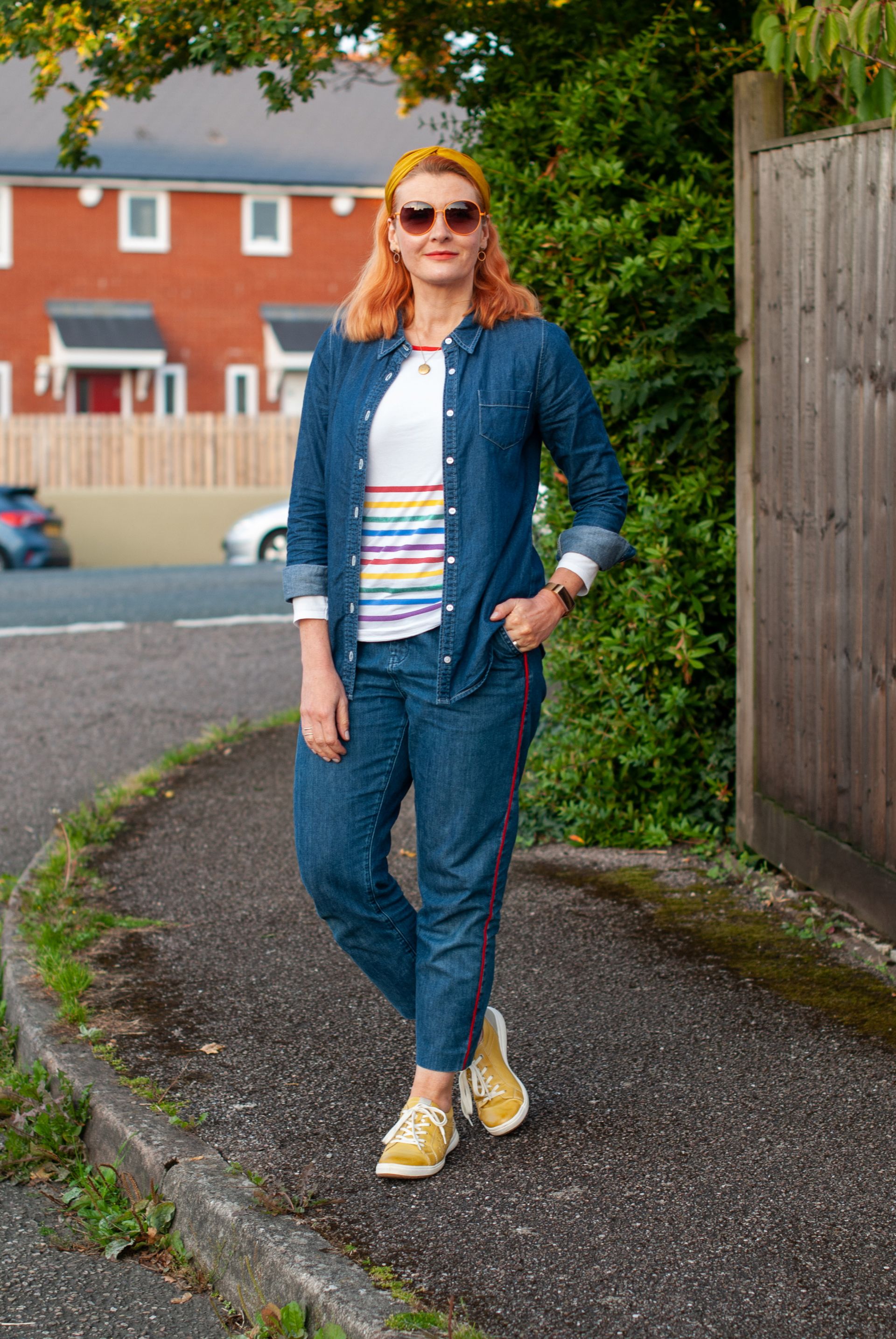 Adding Rainbow Brights to Good Old Double Denim - Not Dressed As Lamb