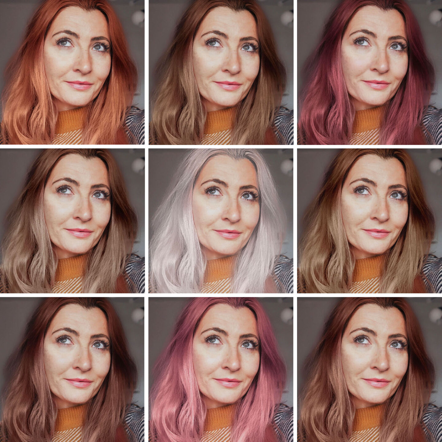 Catherine Summers AKA Not Dressed As Lamb | Olia by Garnier composite image of hair colours (virtual hair colour try on)
